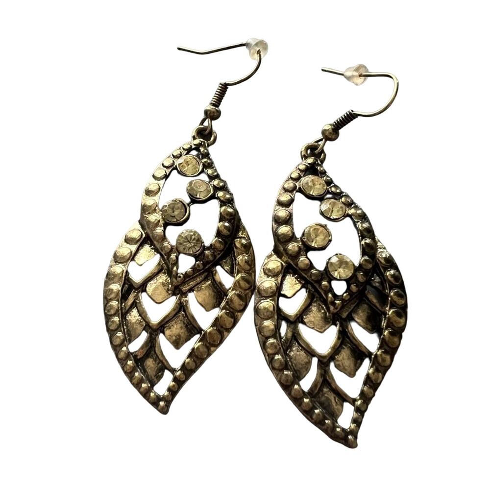 Gold Tone Bling Dangle Earrings